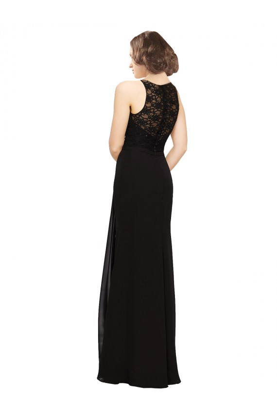 Outlet Sheath Beaded and Embroidered Bridesmaids Dress with Lace Bodice and Chiffon Skirt UK