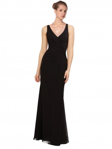 Outlet Open V-Back Chiffon Bridesmaids Dress with V-Neckine UK