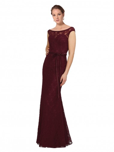 Outlet Lace Bridesmaids Dress with Matching Satin Tie Sash UK