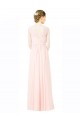 Outlet Long Chiffon Sleeveless Bridesmaid Dress with Sheer Illusion Top and V-Back UK