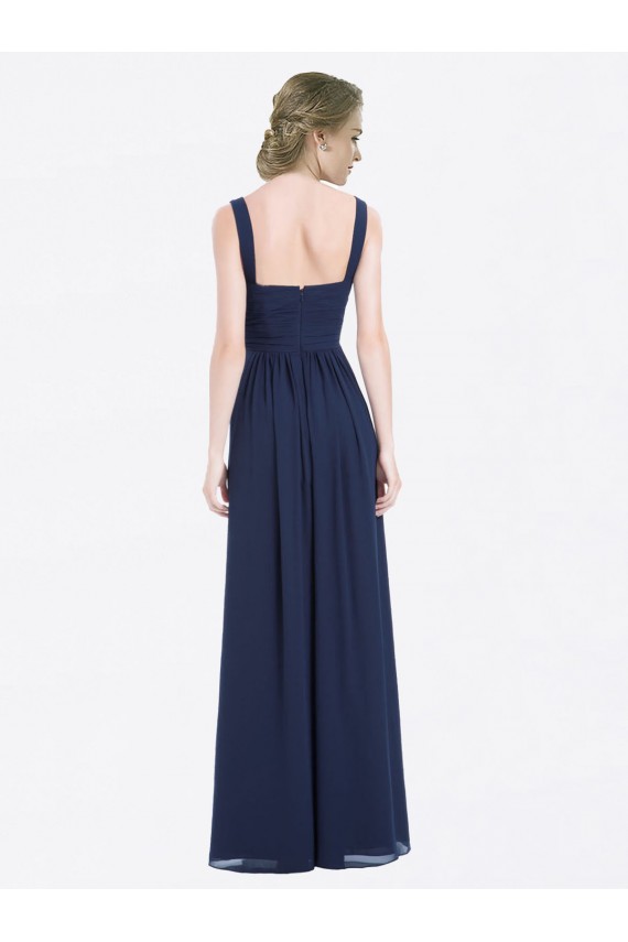 Outlet Long Chiffon V-Neck Sleeveless Bridesmaid Dress with Criss-Cross Pleated Bodice UK
