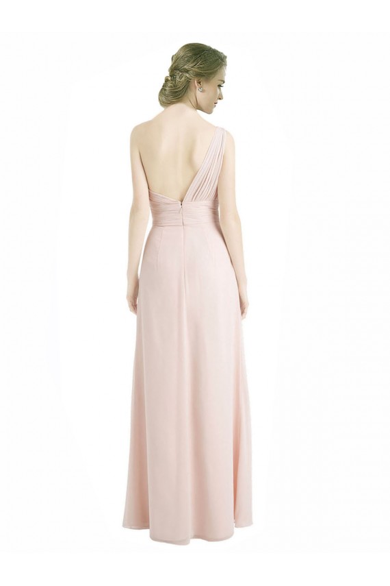 Outlet Full Length Chiffon Bridesmaid Dress with One Wide Shoulder Strap UK