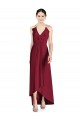 Outlet Draped V-Neck High Low Chiffon Bridesmaid Dress UK