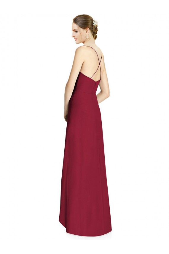 Outlet Draped V-Neck High Low Chiffon Bridesmaid Dress UK