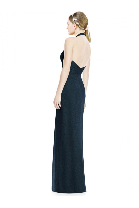 Outlet V-Neck Halter Chiffon Bridesmaid Dress with Side Front Slit UK