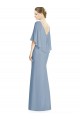 Outlet V-Back Trumpet Chiffon Bridesmaid Dress with Draped Cape Overlay UK
