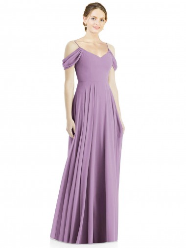 Outlet Off the Shoulder Open Cowl-Back Maxi Bridesmaid Dress UK