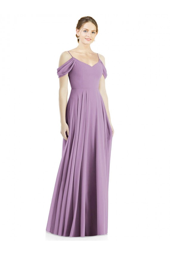 Outlet Off the Shoulder Open Cowl-Back Maxi Bridesmaid Dress UK