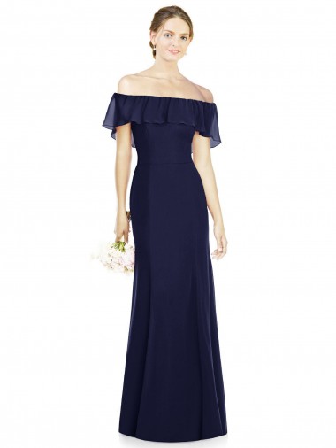 Outlet Off the Shoulder Full-Length Trumpet Chiffon Bridesmaid Dress UK