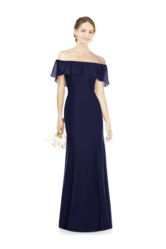 Outlet Off the Shoulder Full-Length Trumpet Chiffon Bridesmaid Dress UK