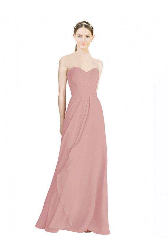 Outlet Daped A-Line Chiffon Bridesmaid Dress with Pleated Sweetheart Bodice UK