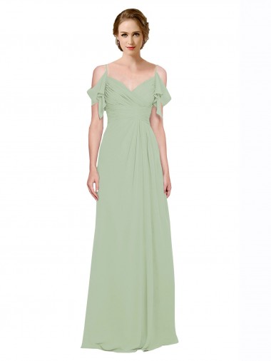 Outlet Split Cold Shoulder Draped A-Line Chiffon Bridesmaid Dress UK