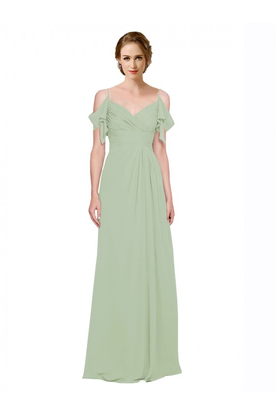 Outlet Split Cold Shoulder Draped A-Line Chiffon Bridesmaid Dress UK