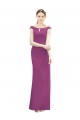 Outlet Full Length Long Chiffon Bridesmaid Dress with Boat Neck UK