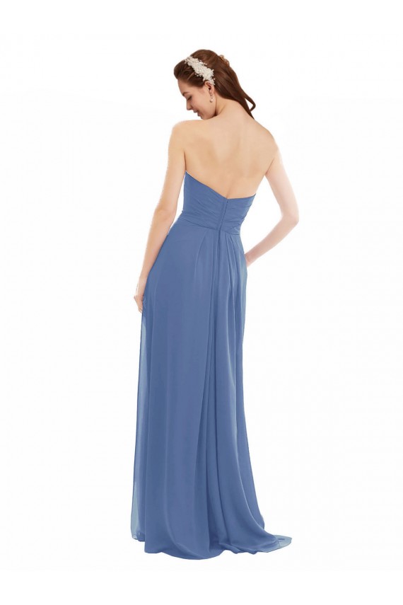 Outlet Classic Strapless Bridesmaids Dress with Draped Sweetheart Bodice and Side Slit UK