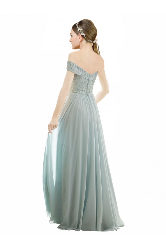 Outlet Romantic Bridesmaid Dress with Embroidered Off the Shoulder Bodice UK