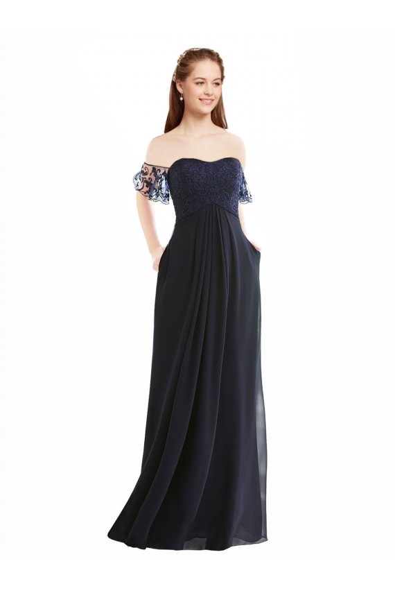 Outlet Boho Bridesmaid Dress with Beaded Embroidered Bodice and Flutter Cap Sleeves UK