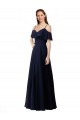 Outlet Chiffon Bridesmaids Dress with Off the Shoulder Ruffle Detail UK
