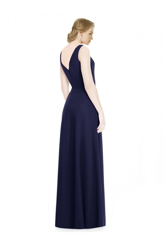 Outlet Cowl Neck Deep V-Back Chiffon Bridesmaid Dress with Side Front Slits UK