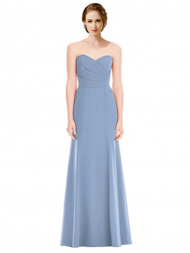 Outlet Draped Strapless Sweetheart Trumpet Chiffon Bridesmaid Dress UK