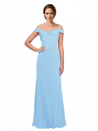 Outlet Off the Shoulder Bateau Neck Chiffon Bridesmaid Dress with Straps UK