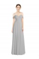 Outlet Off the Shoulder Long Chiffon Bridesmaid Dress with Ruched Bodice UK
