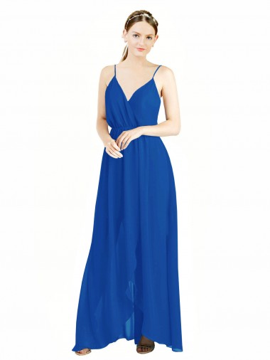 Outlet Sleeveless Surplice Chiffon Bridesmaid Dress with Spaghetti Straps UK