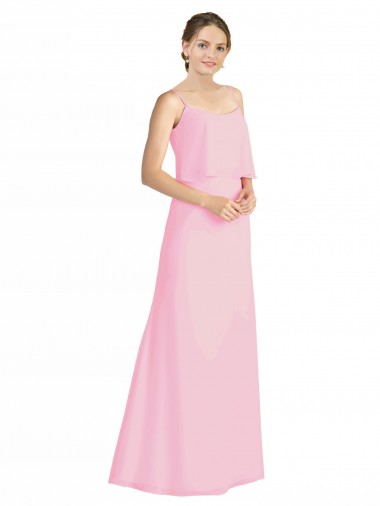 Outlet Spaghetti Straps A-Line Chiffon Bridesmaid Dress Low Back UK