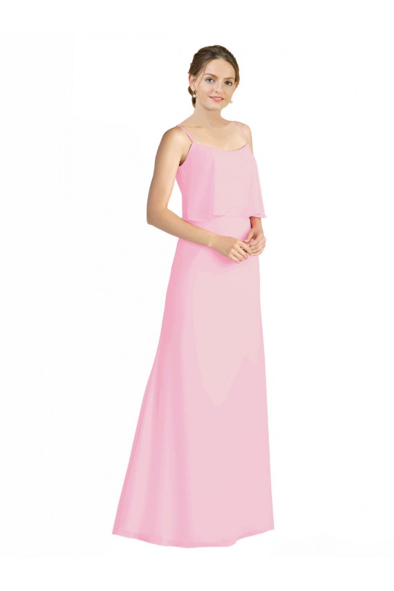 Outlet Spaghetti Straps A-Line Chiffon Bridesmaid Dress Low Back UK