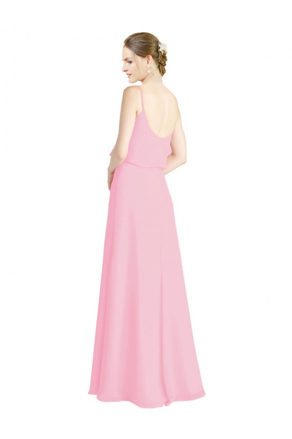 Outlet Spaghetti Straps A-Line Chiffon Bridesmaid Dress Low Back UK