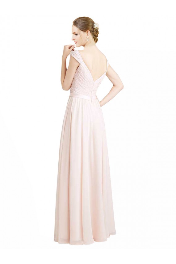 Outlet Sweetheart A-Line Chiffon Bridesmaid Dress with Ruched Lace Bodice UK