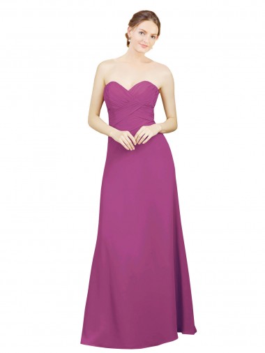 Outlet Sweetheart Neckline Pleated Chiffon Bridesmaid Dress with Low Back UK