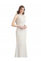 Outlet Long Chiffon Bridesmaid Dress with Boat Neckline and Satin Collar UK