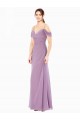 Outlet Draped Off the Shoulder Sweetheart Chiffon Bridesmaid Dress with Button Back UK