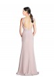 Outlet Long Slim Chiffon Bridesmaid Dress with Ruffled Waist and Keyhole UK