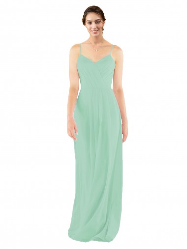 Outlet Classic Long Chiffon Bridesmaid Dress with V-Neck UK