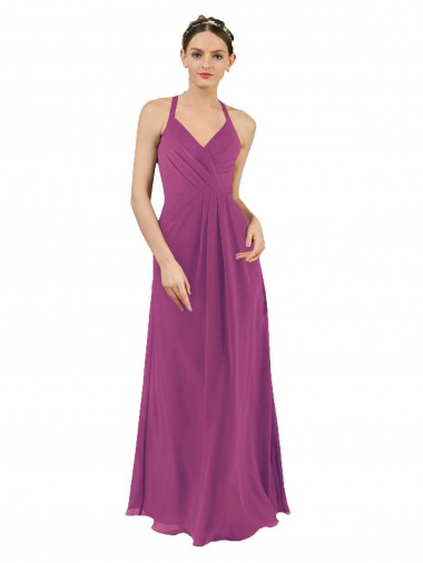 Outlet Sassy Chiffon Bridesmaid Dress with Halter Neckline UK