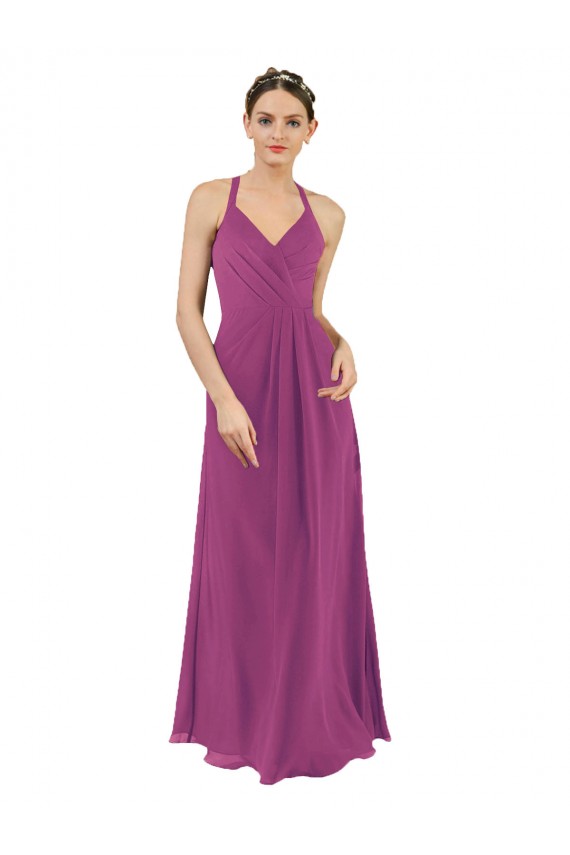 Outlet Sassy Chiffon Bridesmaid Dress with Halter Neckline UK