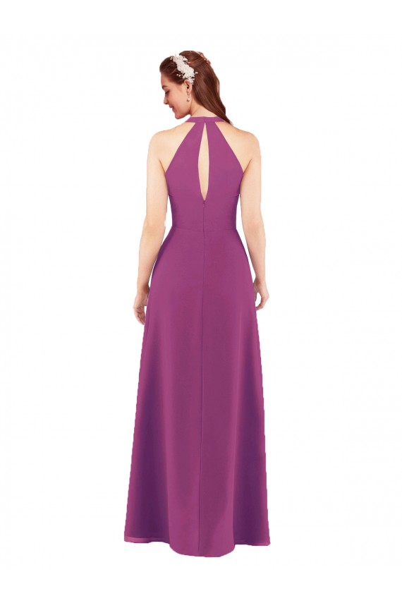 Outlet Sassy Chiffon Bridesmaid Dress with Halter Neckline UK