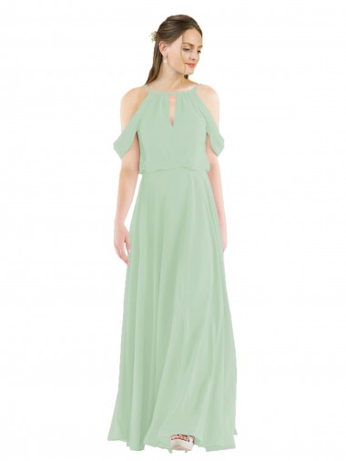 Outlet Off-the-Shoulder Long Chiffon Beachy Bridesmaid Dress UK