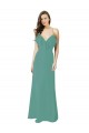 Outlet Full Length Chiffon Bridesmaid Dress with Ruffled V-Neckline UK