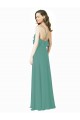 Outlet Full Length Chiffon Bridesmaid Dress with Ruffled V-Neckline UK