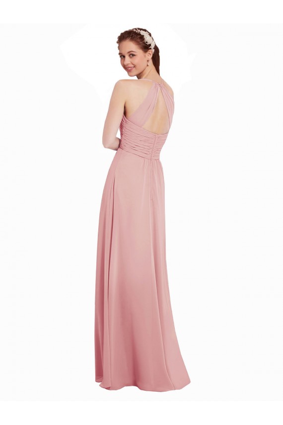 Outlet Chiffon Bridesmaids Dress with Draped Bodice and Keyhole Back UK