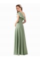 Outlet Chiffon Bridesmaids Dress with Ruffles Flutter Sleeves UK