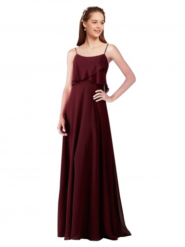 Outlet Chiffon Bridesmaids Dress with Spaghetti Straps UK