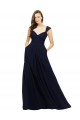Outlet Chiffon Bridesmaid Dress with Rouched Draped Bodice and Watteau Back UK