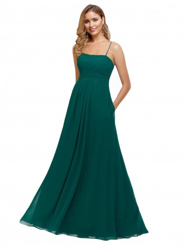 Outlet Chiffon Bridesmaid Dress with Pleated Bodice and Straps UK