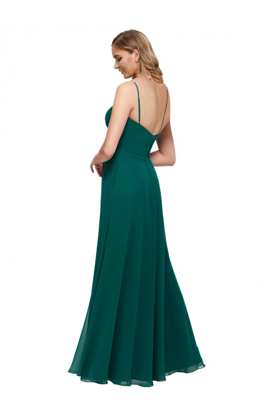 Outlet Chiffon Bridesmaid Dress with Pleated Bodice and Straps UK