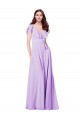 Outlet Flutter Sleeves V-Neck Chiffon Bridesmaid Dress UK