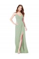 Outlet Floor Length Long Chiffon Bridesmaid Dress with Side Slit UK
